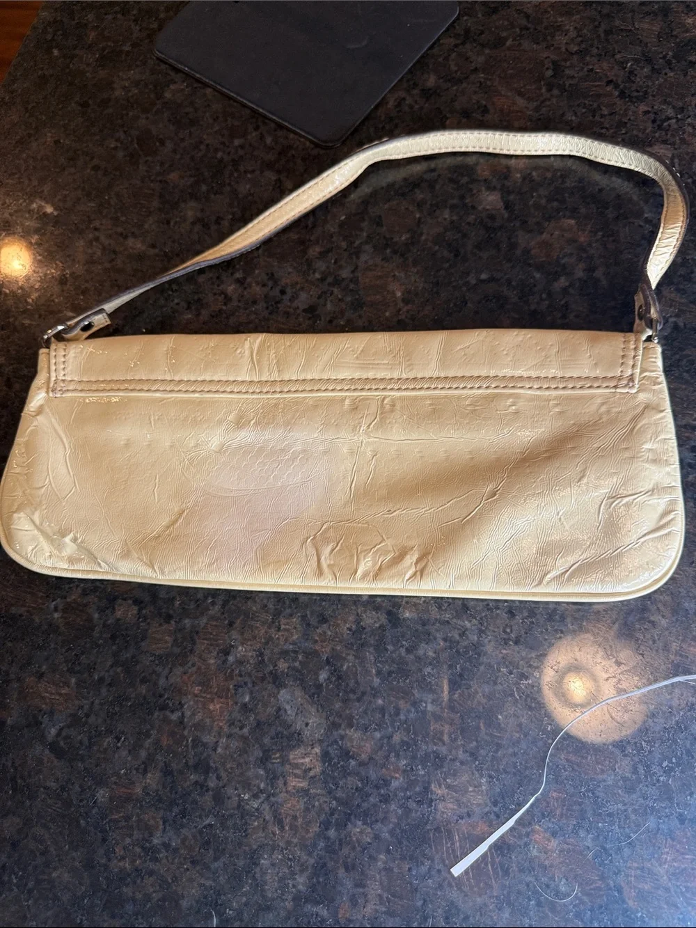 Vintage Yellow Cream Patent Shoulder Bag - Women's Elegant Handbag